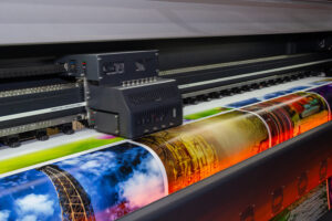 Large format printing machine in operation.