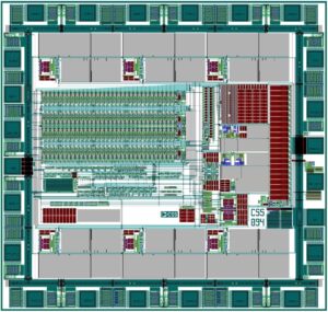 Layout image of wireless biometric monitor chip.