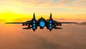 Futuristic aircraft that is indicative of the Aerospace and Defense Market.