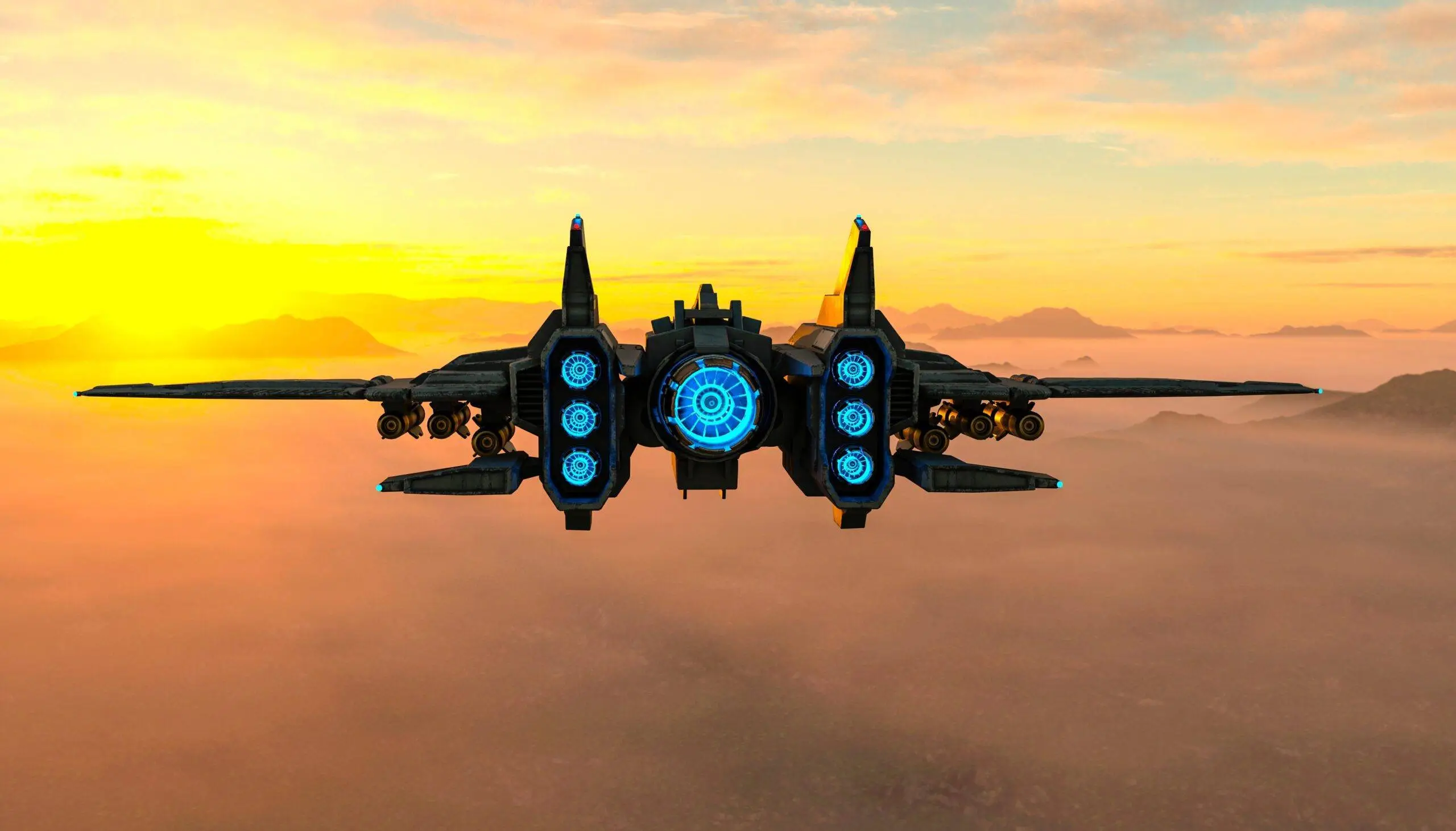 Futuristic aircraft that is indicative of the Aerospace and Defense Market.