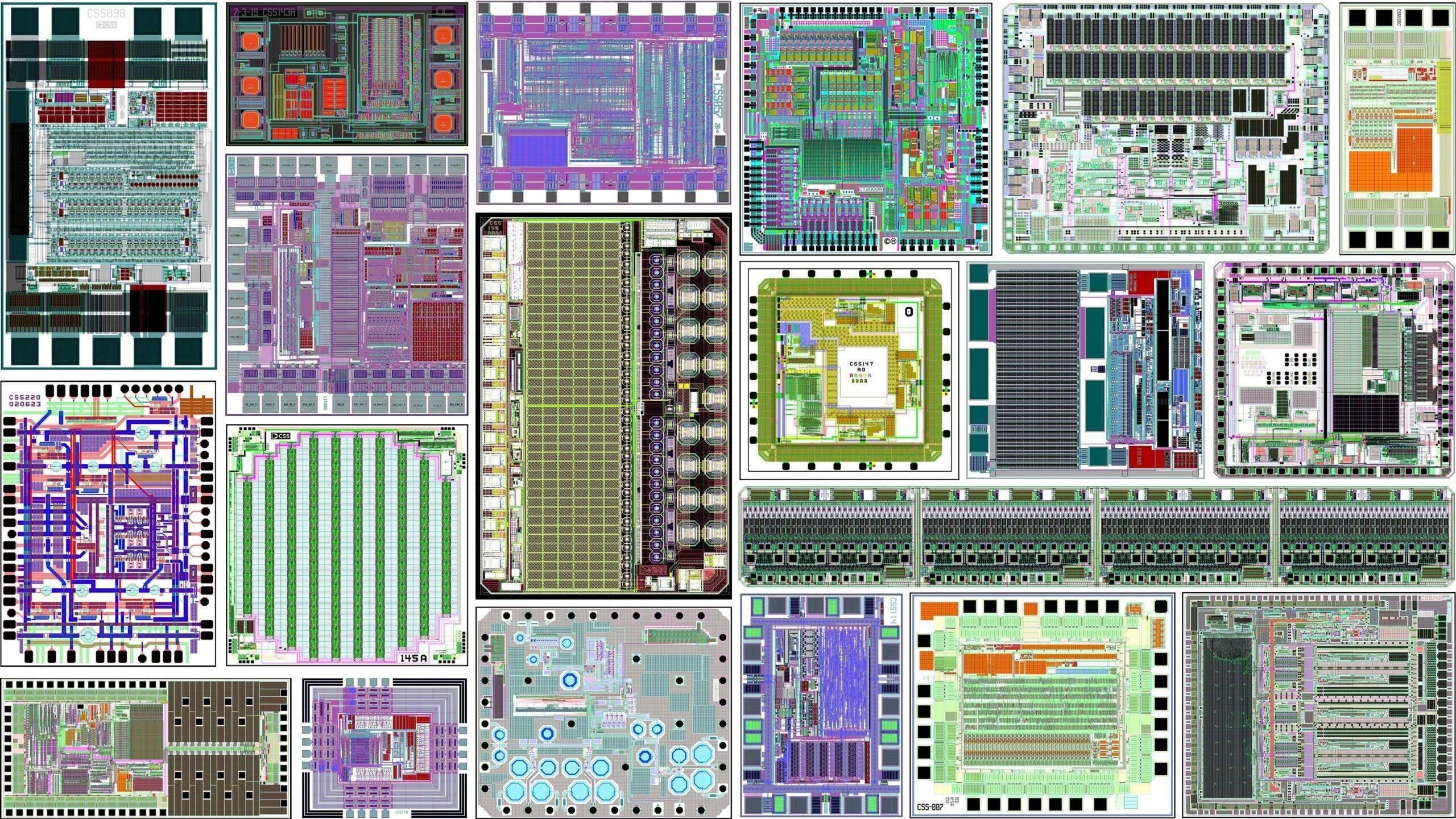 A beautiful collage showing 20 examples of the extensive custom ASICs CSS has designed.