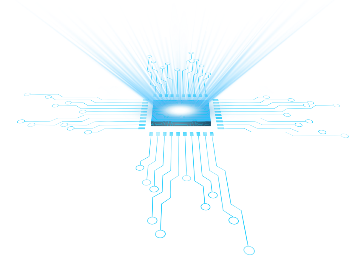Illuminated custom ASIC on a circuit board