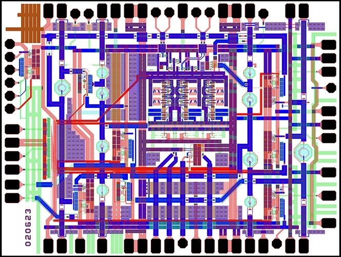 Die layout of the phased array antennas ASIC